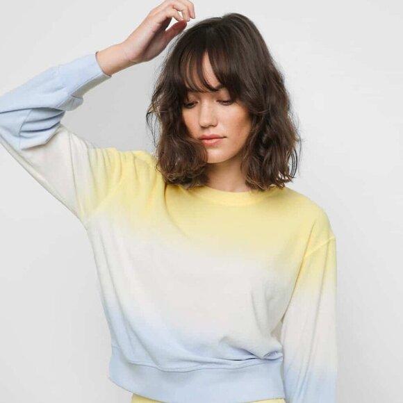 Rails Ramona Sweater Sky Blue Dip Dye Yellow Gradient Pastel Breezy Long Sleeve - Picture 1 of 11